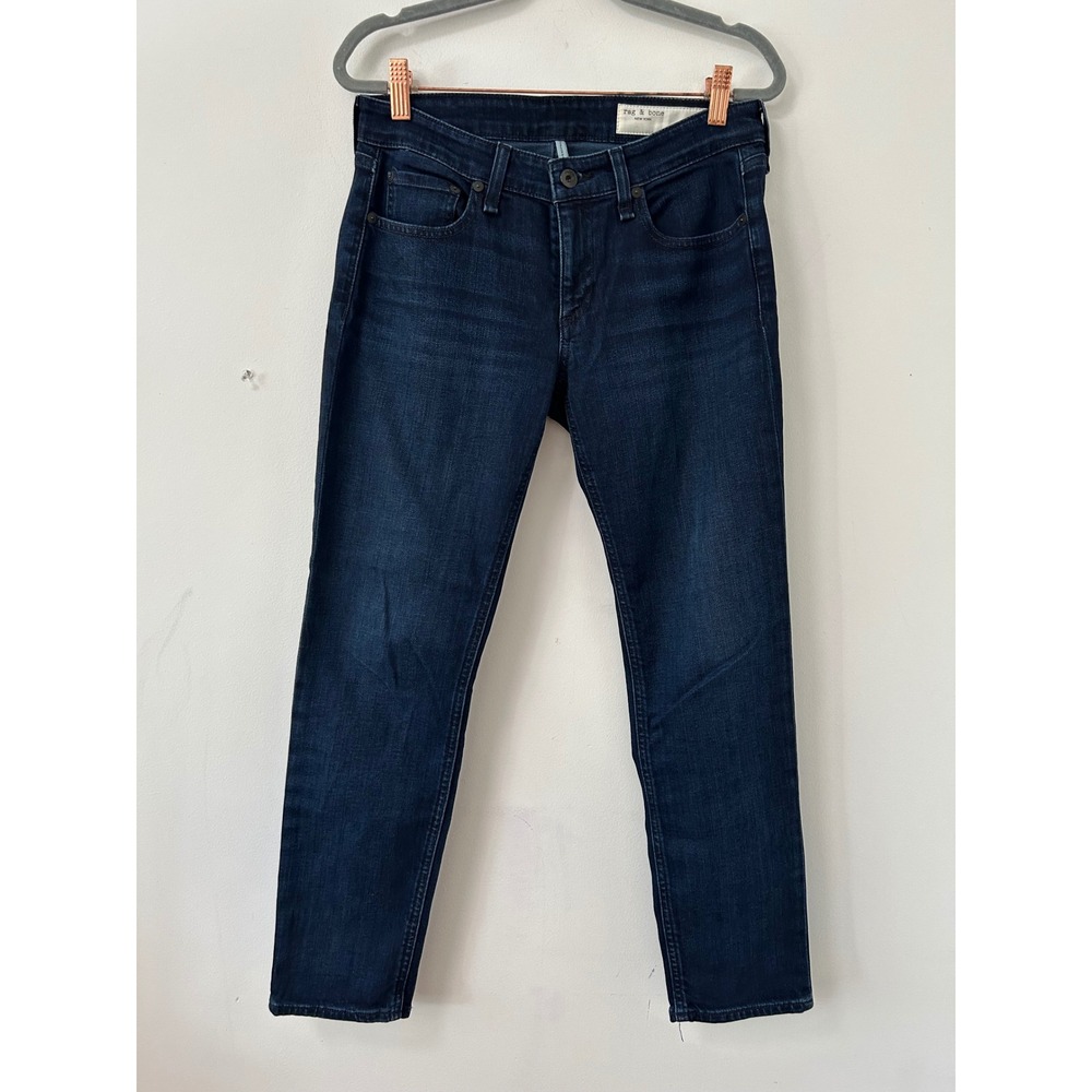Rag & Bone Slim Boyfriend Jeans Women 25 Bayview Dark Wash Minimalist Stretch